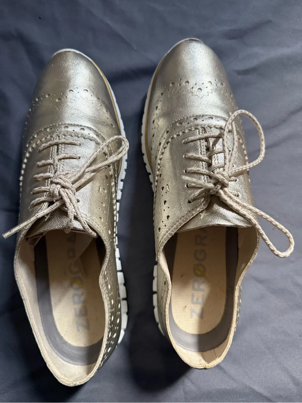 LINI Metallic Gold Wingtip Derby Sneakers